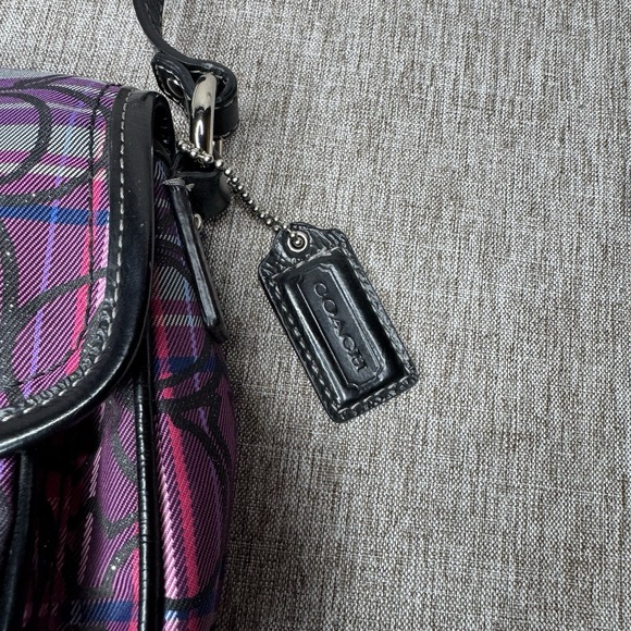 Coach Tartan Poppy Small Penny Plaid Flap Turn lock Multicolor Purse F15477